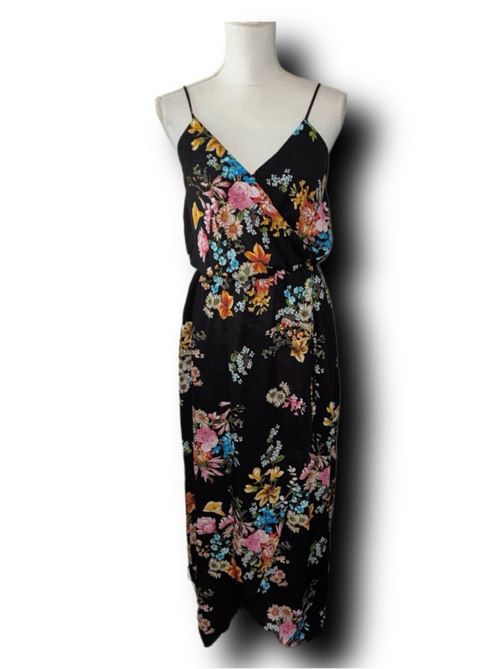 Everly for Francesca’s Black Floral Spaghetti-Strap Dress Dark Romantic Vibes